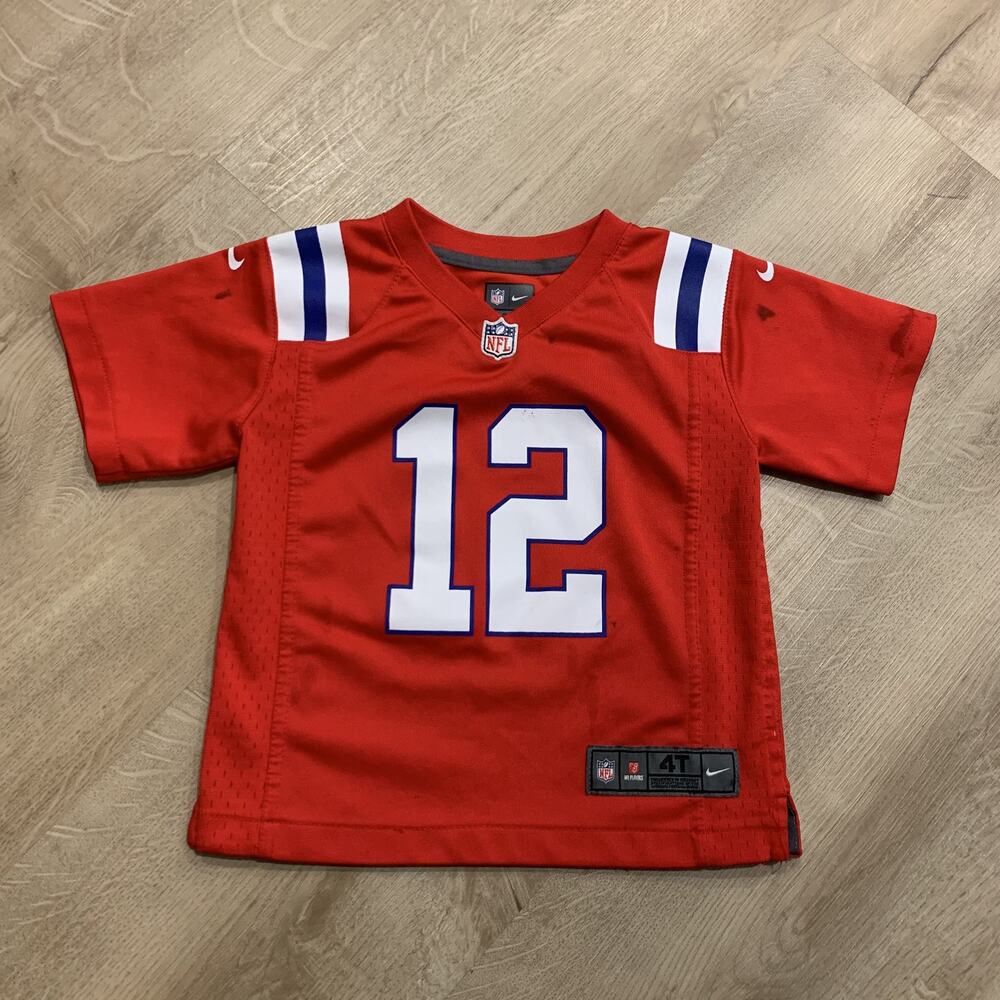 Nike NFL New England Patriots Tom Brady #12 Jersey 4T 4 Toddler Red Throwback